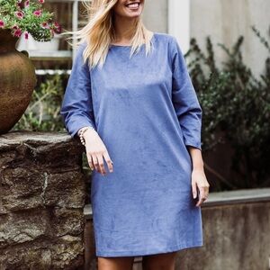 Anna Cate Emma Suede V-back Dress Size Small Coastal Blue